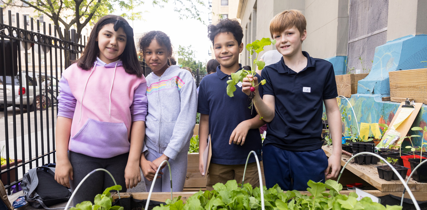 Children gardening