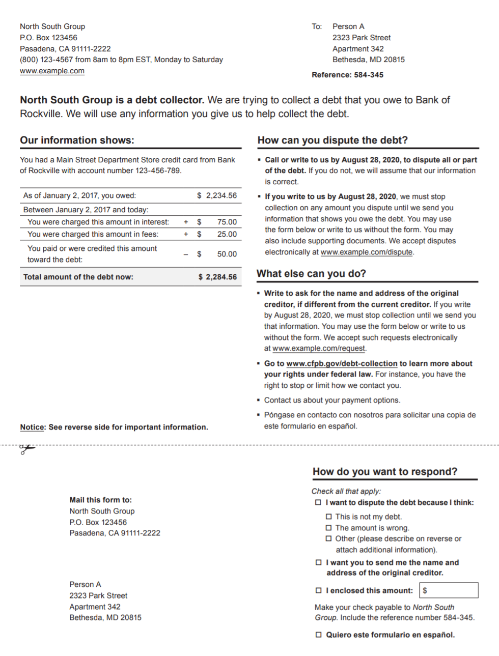 Debt Collection Model Form.pdf Debt Collection Consumer Disclosure Rule | Insights | Venable LLP