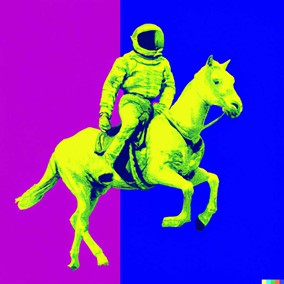 Warhol Style Astronaut on Horse generated by Dall-E AI