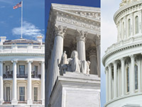 The White House, U.S. Supreme Court Building, and U.S. Capitol Building