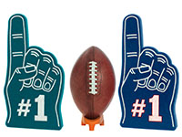 football and foam fingers